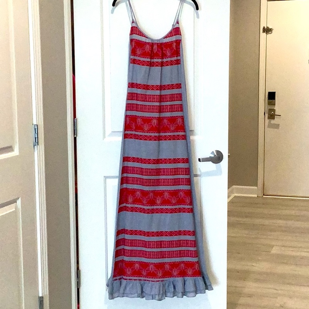 Devotion Embroidered Chambray Maxi Dress Small